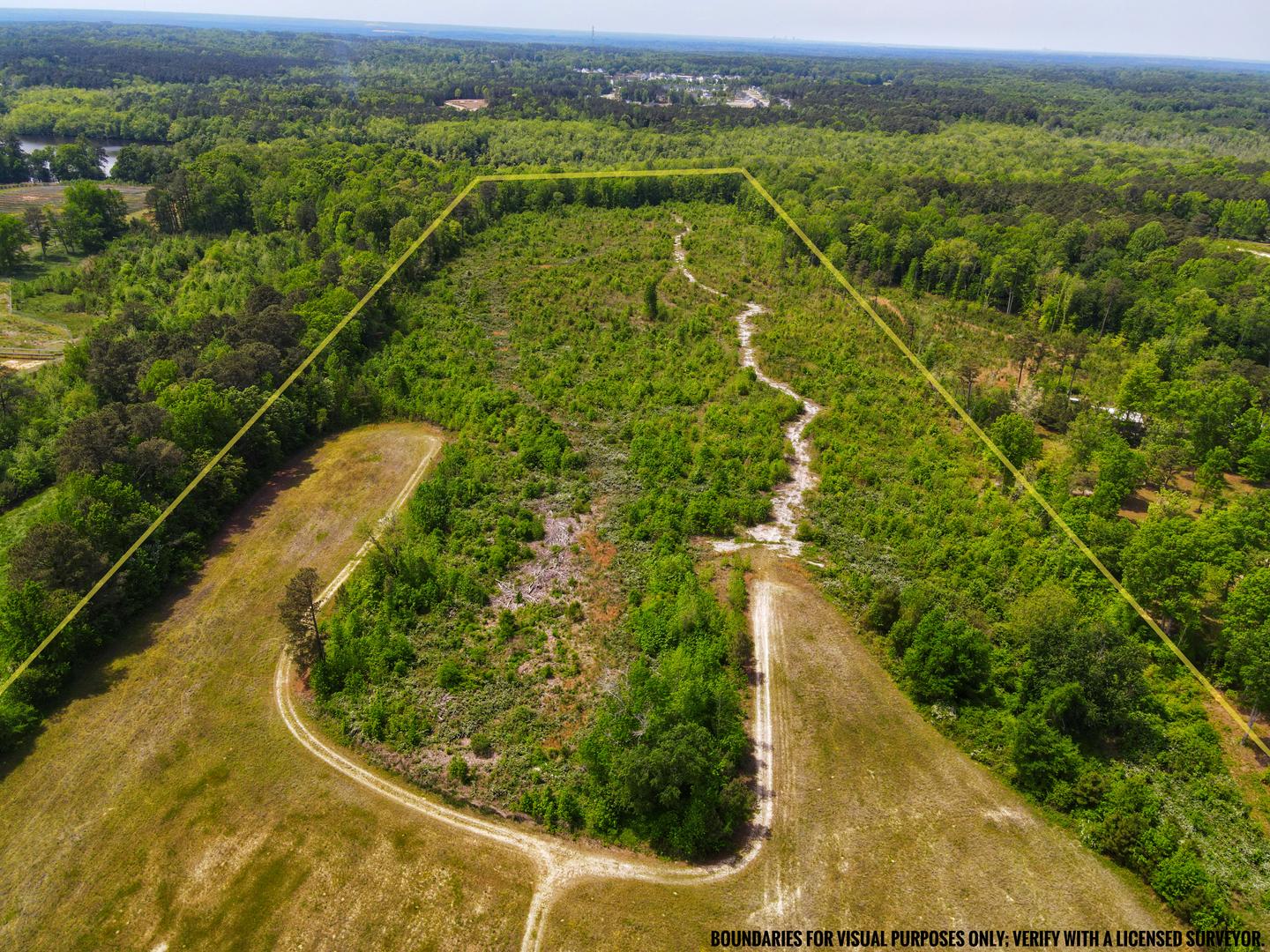 Aerial view of 30.8-acre property in Wendell, NC